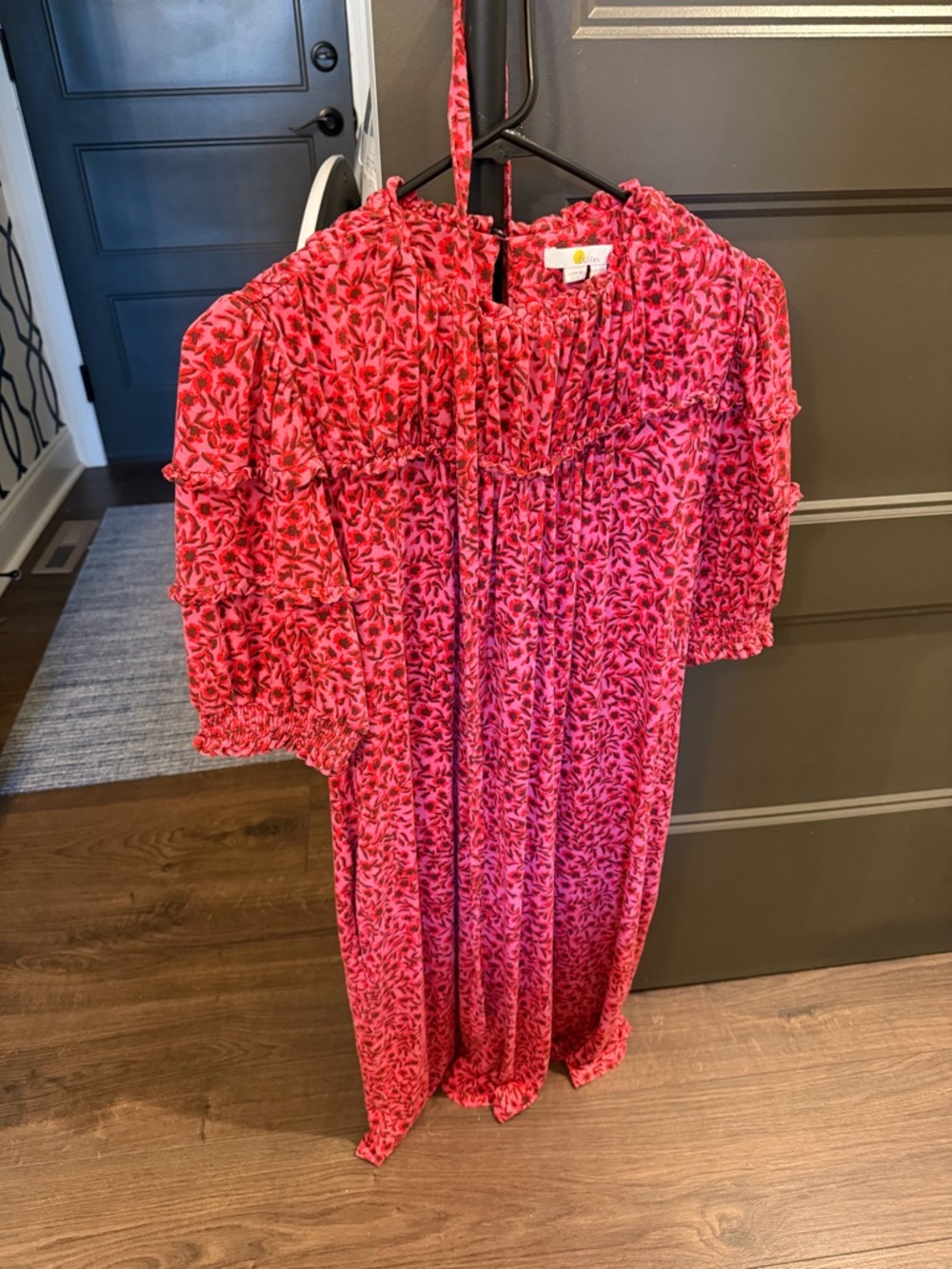 Boden Pink and Red Floral-Print Dress